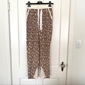Leopard print silk jogger pants